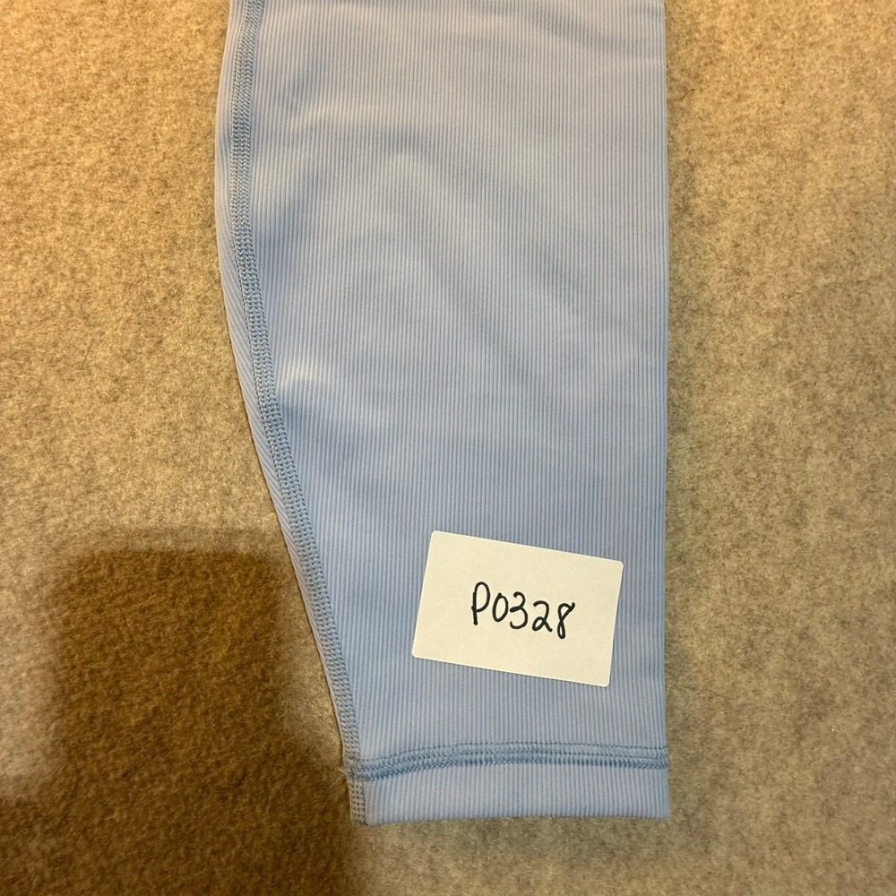 Greyson Clothiers Ribbed High Waisted Leggings Light Blue Drawstring NWT Size L - Picture 2 of 11